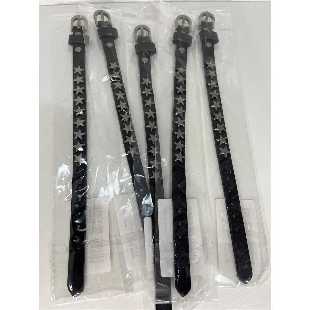 Lot of‎ 5 Punk Rock Star Studded Faux Leather Black- Brand New Sealed